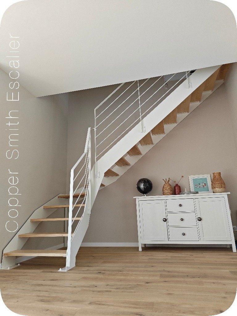 escalier blanc quart tournant Copper Smith
